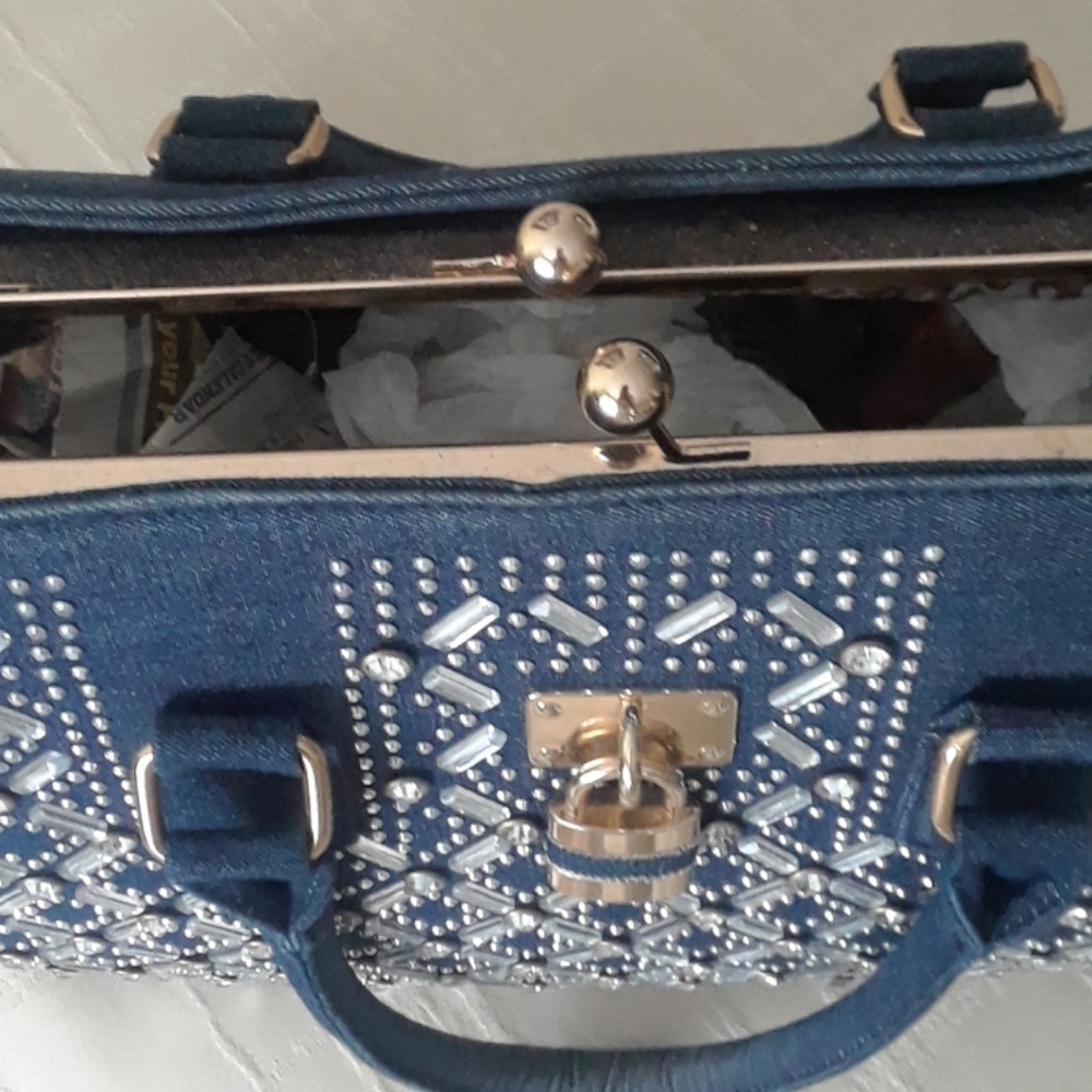 Denim Rhinestone Purse - Picture 5 of 7